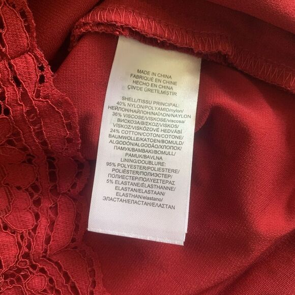 Ralph Lauren Panel Lace Gordy Short Sleeve Day Dress Vibrant Garnet Sz 4 Classic - Picture 6 of 8